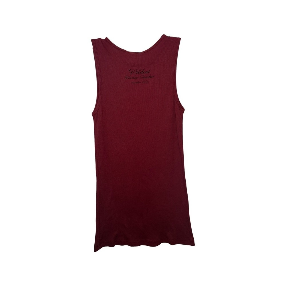 Y2K Harley Davidson Womens Ribbed Tank Top Burgundy Live To Ride Graphic Large - Picture 6 of 7